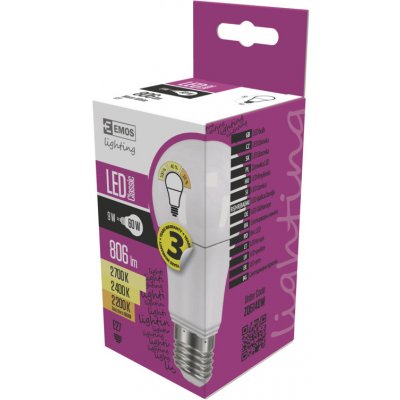 Emos LED žárovka CLASSIC A60 9W60W 806lm E27 teplá bílá – Zbozi.Blesk.cz