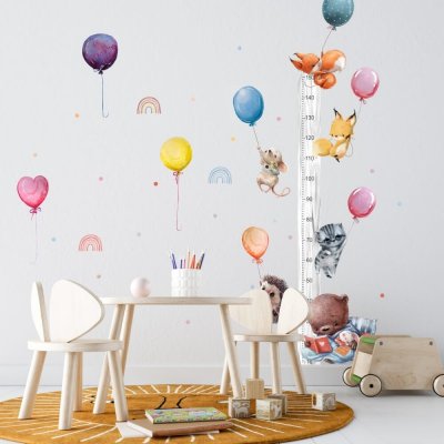 INSPIO 9346f Metr na zeď pro děti - Létající zvířátka a balóny, velikost 90 x 110 cm – Hledejceny.cz