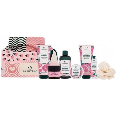 The Body Shop British Rose Bloom & Glow dámský dárková sada sprchový gel British Rose 250 ml + tělový peeling British Rose 200 ml+ tělové mléko British Rose 200 ml + pleťová maska British Rose 75 ml + – Zbozi.Blesk.cz