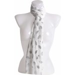Biju dámský lehký obdélníkový šál se stříbrným potiskem lístků bílé 7200729-9 – Zboží Dáma
