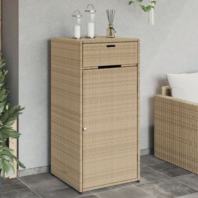 zahrada-XL Zahradní úložná skříň béžová 55 x 55 x 111 cm polyratan – Zbozi.Blesk.cz
