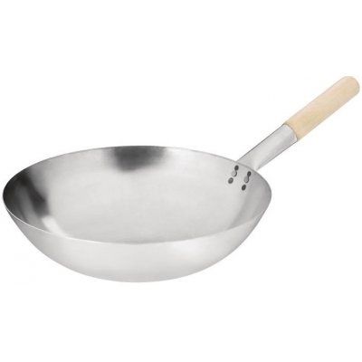 Vogue wok z měkké oceli s kulatým dnem 356 mm