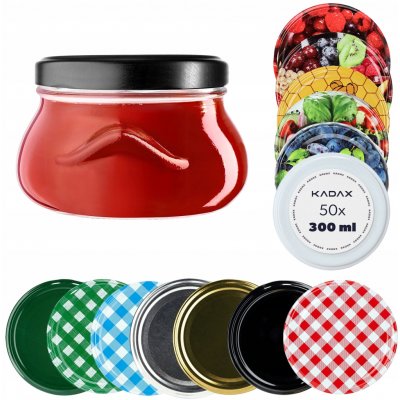 Kadax Skleněná zavařovací sklenice na zavařeniny se šroubovacím uzávěrem 100ks x 300ml – Hledejceny.cz