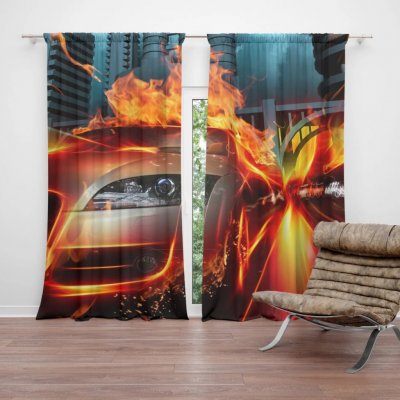 Sablio Závěs Auto v plamenech: 2ks 140x250cm – Hledejceny.cz