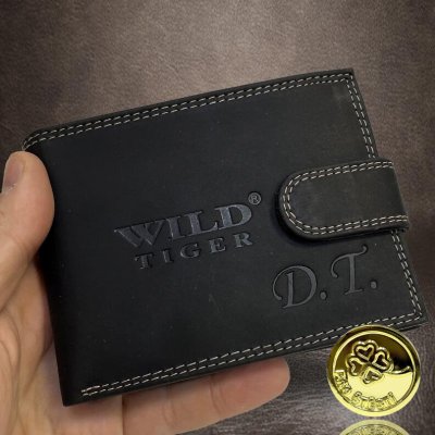 Černá pánská kožená s monogramem luxusní pravá kůže – Hledejceny.cz