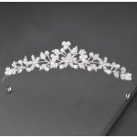 B-Top svatební korunka s květinovým motivem a perlami stříbrná – Hledejceny.cz