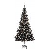 Vánoční stromek zahrada-XL Umělý vánoční stromek s LED a sadou koulí černý 240 cm PVC
