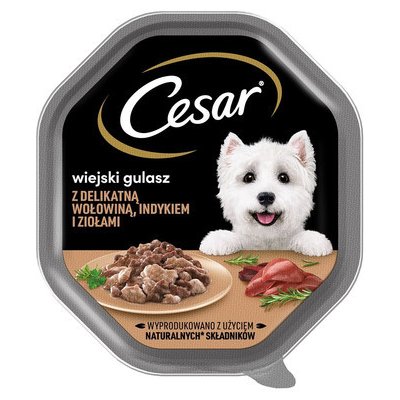 Cesar kompletní pro dospělé psy v omáčce s jemným hovězím masem krůtím masem a bylinkami 14 x 150 g – Zboží Mobilmania