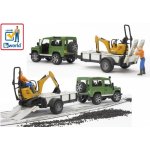 Bruder 2593 Land Defender s přívěsem a JCB mikrobagrem – Zboží Mobilmania