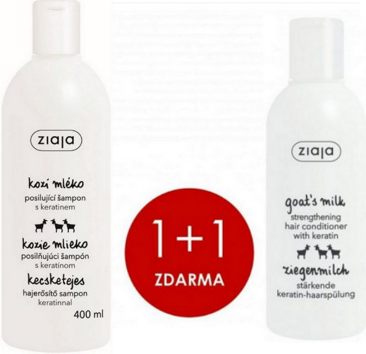 Ziaja Kozí mléko s keratinem šampon na vlasy 400 ml + Kozí mléko výživný kondicionér na vlasy 200 ml dárková sada