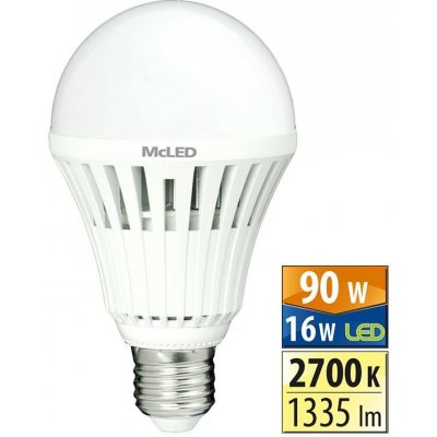 McLED LED žárovka E27 16W 90W teplá bílá 2700K