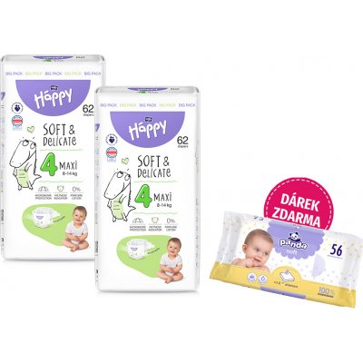 Bella Happy Soft & Delicate BigPack 4 8-14 kg 124 ks 2x 62 ks