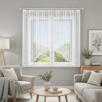 Dekorační oblouková krátká záclona na žabky FAUSTYNA 160 bílá 300x160 cm MyBestHome – Hledejceny.cz