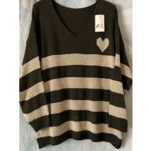 Luxusní svetr Heart Khaki