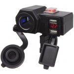 2x USB nabíječka, voltmetr a CL zásuvka voděodolná na motocykl, 34701 | Zboží Auto