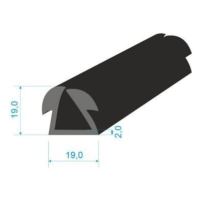 16128058 Pryžový profil tvaru "U", 19x19/15mm, 60°Sh, EPDM, -40°C/+100°C, černý – Zboží Mobilmania