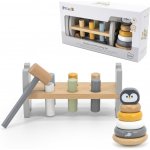 Montessori sada navlékací kroužky + zatloukací kladivo Tučňák – Zboží Dáma