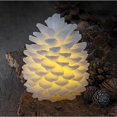DecoLED LED svíčka vosková šiška 10 x 13 cm bílá – Zboží Mobilmania