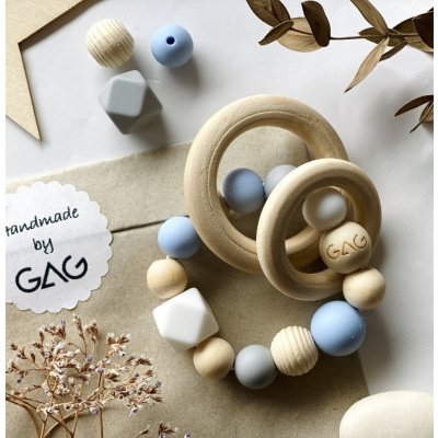 Gag design hryzátko do ručky dřevěné Modrásek – Zboží Dáma