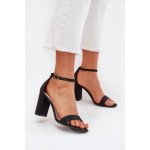 Boto lesklé dámské sandály na podpatku Kavina černá – Zboží Dáma