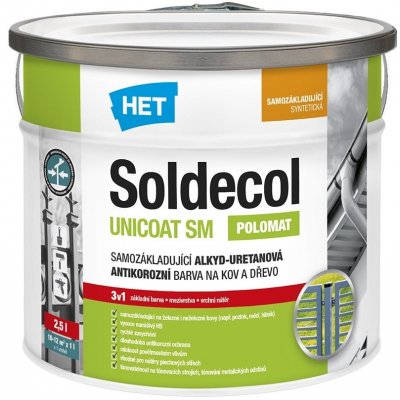 Het Soldecol unicoat SM 3v1 rychleschnoucí antikorozní barva na kov a dřevo 2,5 l bílá – Hledejceny.cz