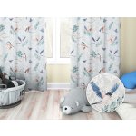 Biante Dětský bavlněný závěs Sandra SA-471 Vlaštovky s motýlky na světle šedém ornamentu 150x230 cm – Sleviste.cz
