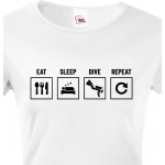 Dámské tričko Eat-sleep-dive-repeat bílá – Zboží Mobilmania