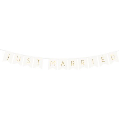 PartyDeco Banner Just Married vlaječkový bílý 15x155cm – Zboží Dáma