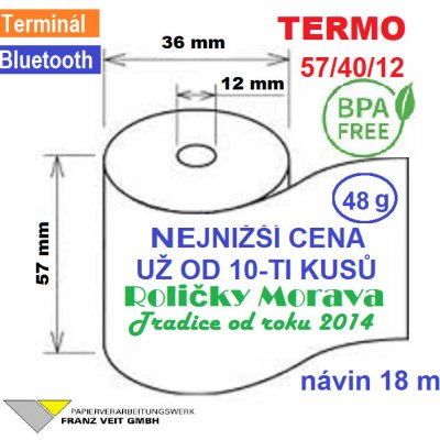 Termo kotouček 57/40/12 BPA18m (57mm x 18m) Množství: 10 ks kotoučků ve fólii – Zboží Mobilmania