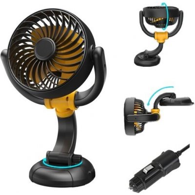Nauttxon 12V ventilátor do auta pro chlazení vozidla - ventilátor do zapalovače cigaret s bezkartáčovým – Hledejceny.cz