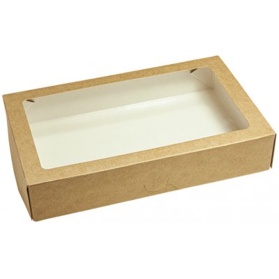 EcoRevolution Obaly Papírový box EKO na jídlo 200x120x40 mm hnědý s okénkem 1000 ml ba1