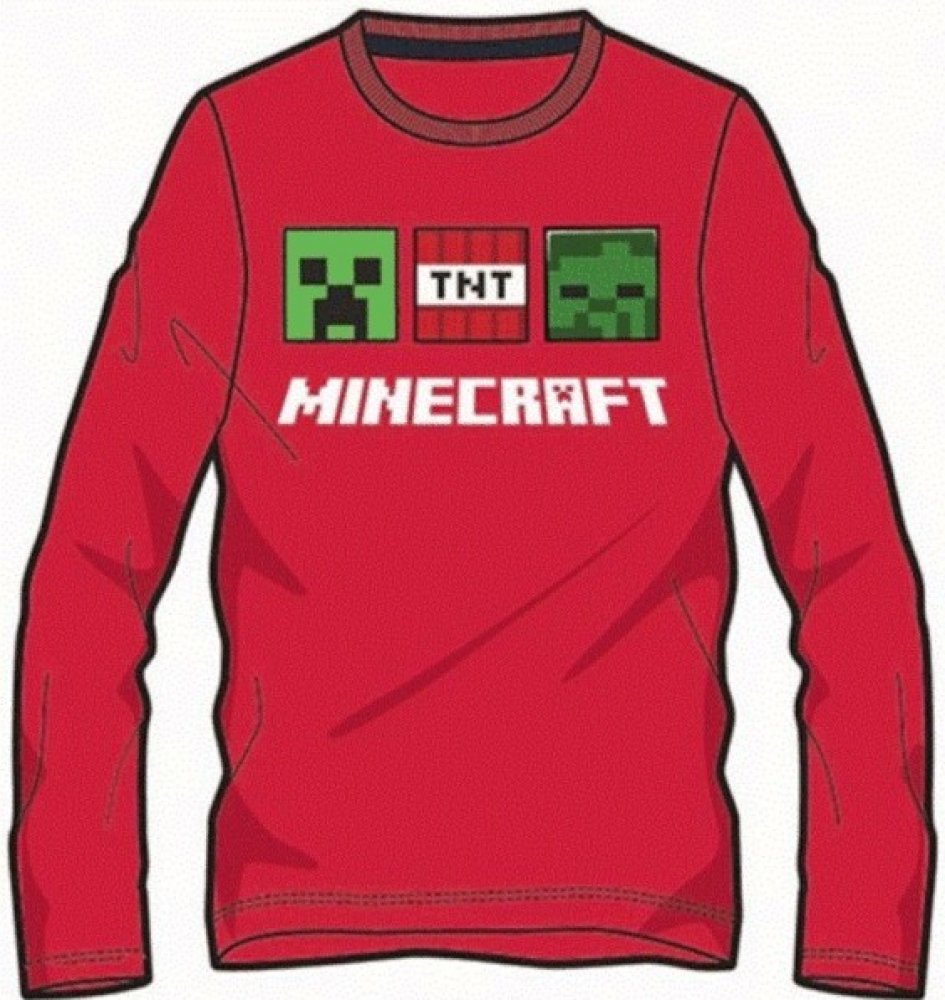 MOJANG official product - Chlapecké bavlněné tričko s dlouhým rukávem  Minecraft - červené | Srovnanicen.cz