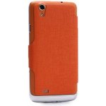 Pouzdro Elephone s oknem P9 / imitace kůže / Oranžové – Zboží Mobilmania