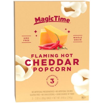 Magic Time Flaming Hot popkorn s příchutí čedaru a chilli 3 x 80 g – Zboží Dáma