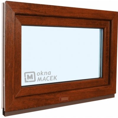 KNIPPING Plastové okno - 70 AD, 600x500 mm, S, ořech Sklo: čiré, Barva, imitace: ořech/bílá (jednostranně) – Zboží Mobilmania