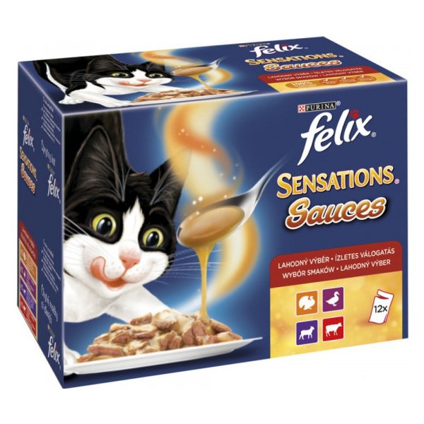 Felix Sensations Sauces kousky v omáčkách výběr s hovězím jehněčím krůtou &  kachnou 12 x 100 g od 139 Kč - Heureka.cz