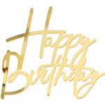 Zápich Happy Birthday zlatý 12,5x12cm - Party Pal – Sleviste.cz