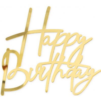 Zápich Happy Birthday zlatý 12,5x12cm - Party Pal – Sleviste.cz