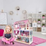 KIK Domeček pro panenky LED s příslušenstvím 70 cm – Zboží Dáma