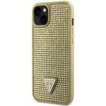 Guess Rhinestones Triangle Metal Logo iPhone 15 Pro Gold – Zboží Mobilmania