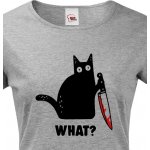 Dámské triko s kočkou What Tmavý melír – Zbozi.Blesk.cz