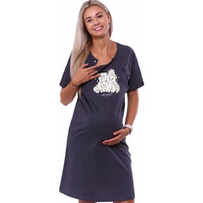 Kojící i těhotenská noční košilka dvojpropínací na knoflíky lední medvídci pro plnoštíhlé ženy 1C3760 šedá – Zboží Mobilmania