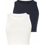 Esmara žebrovaný crop top 2 kusy bílá navy modrá – Zboží Dáma