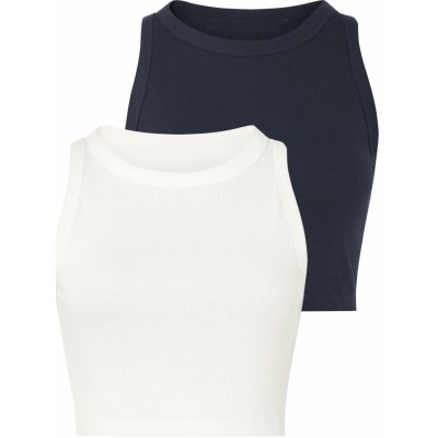 Esmara žebrovaný crop top 2 kusy bílá navy modrá – Zboží Dáma