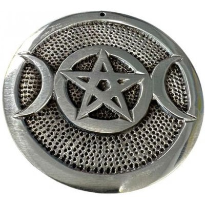 Mani Bhadra Stojánek na vonné tyčinky Bílý kovový Pentagram Ø 8 cm – Zboží Mobilmania