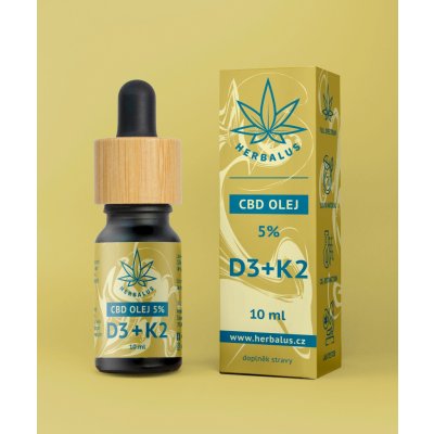 Herbalus CBD olej 5% s vitamíny D3+K2 10 ml – Hledejceny.cz
