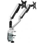 Polohovatelný držák pro 2 monitory, 2-9KG, svorka a průchodka stolu, 17"-30", USB HUB + Jack, 75x75/100x100, šedý – Sleviste.cz