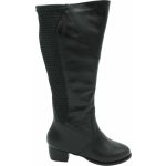 Kozačky na široké lýtko De Plus na podpatku kožené 9647-H-4006 černé – Zbozi.Blesk.cz