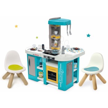 Smoby Set kuchyňka elektronická Tefal Studio 360° XL Bubble a židle Kid modrá a zelená