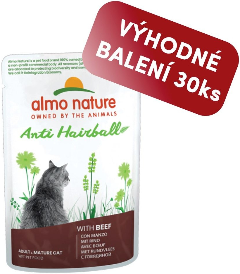 Almo Nature Anti Hairball hovězí 30 x 70 g